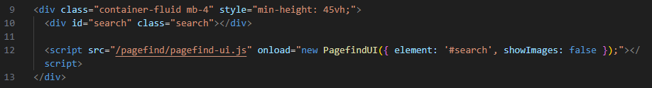 The code responsible for the search page
