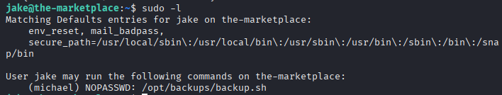 The output of "sudo -l"