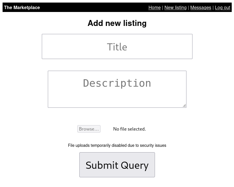 The "add new listing" page