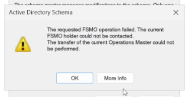 Microsoft's "The current FSMO holder cannot be contacted" error message
